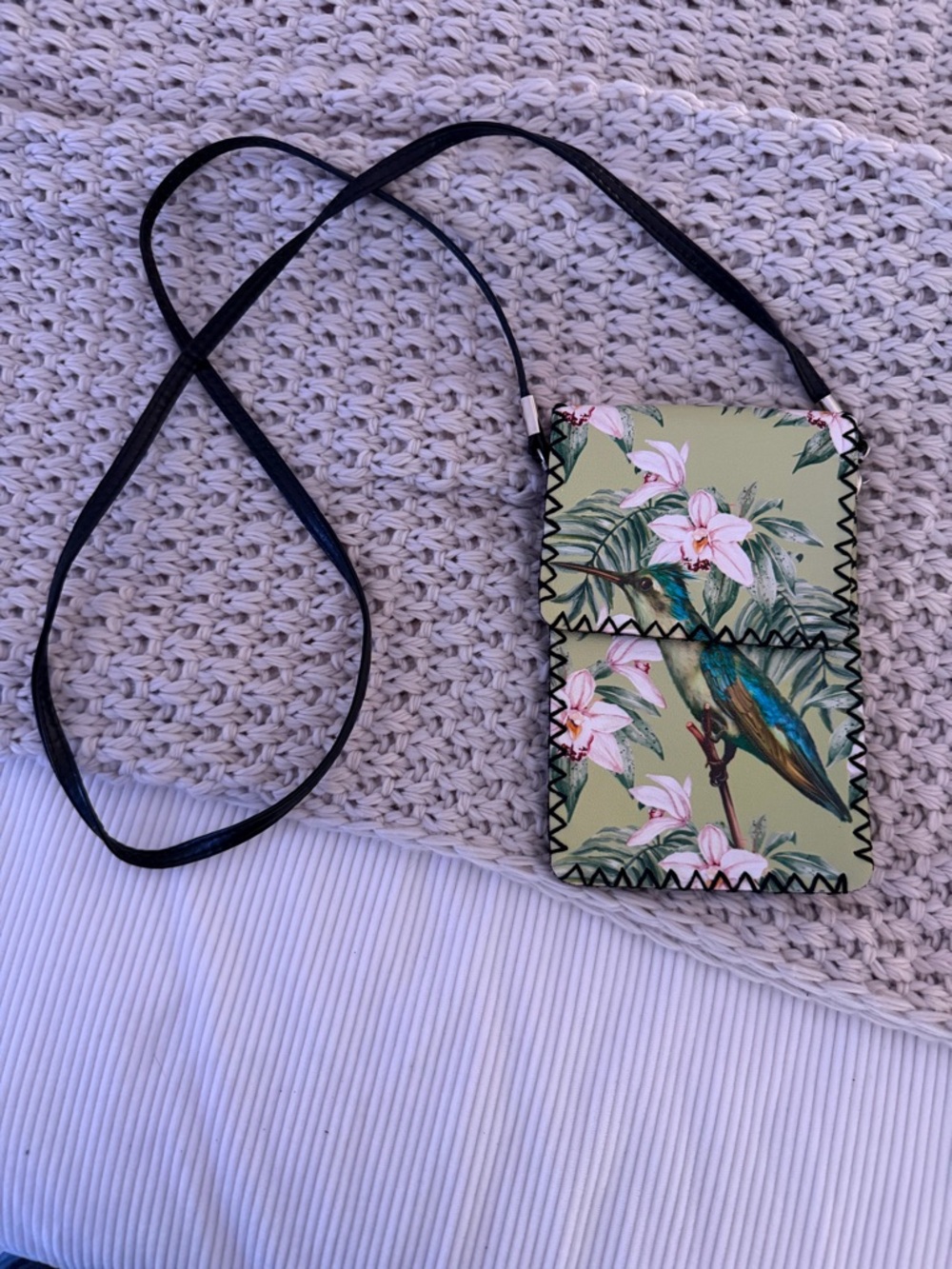 Green Tropical Bird Crossbody Wallet